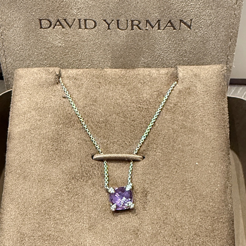 David Yurman Silver Necklace with Purple Gemstone - Picture 4 of 7